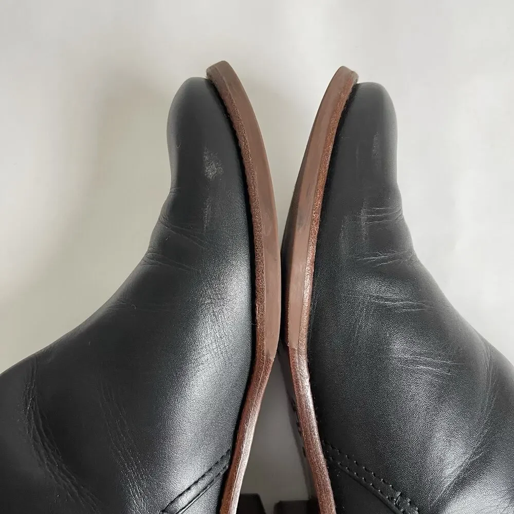 Tory Burch Black‎ Leather Harness Buckle Ankle Boots Size 8M Comfy Booties 5214